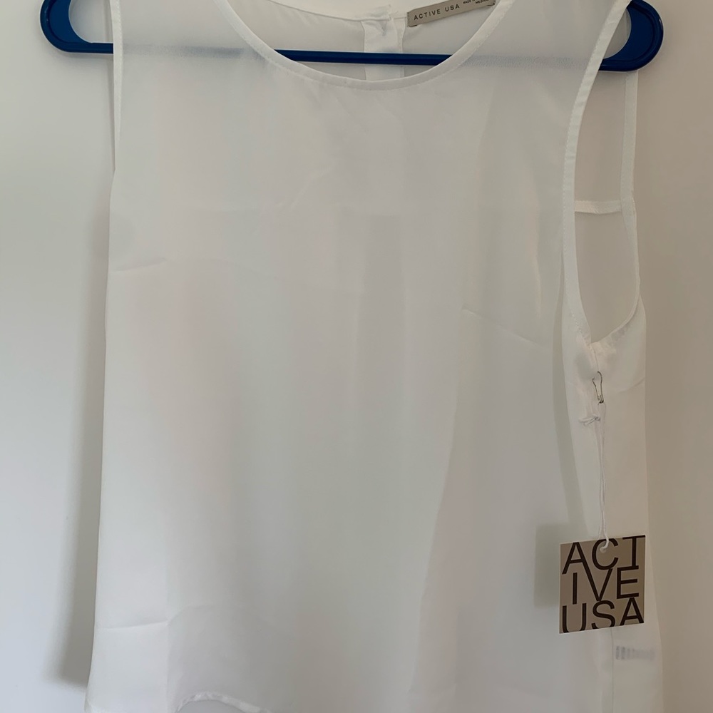 Sleeveless shell top - white, size M